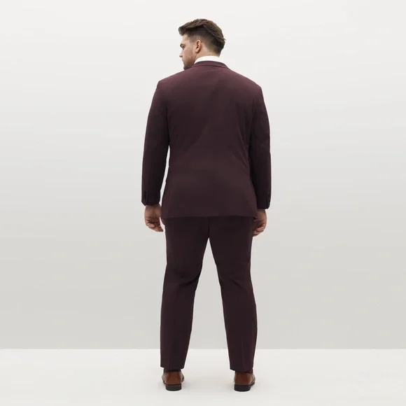 SuitShop Men’s Burgundy Three Piece Suit - Picture 3 of 6